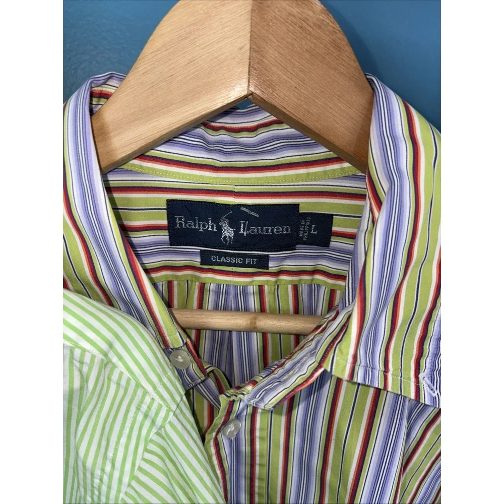 Ralph Lauren Polo Striped Button Long Sleeve Shirt Men's Size Large Lot Of 3